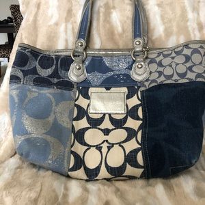 Coach Poppy Denim Patchwork Tote